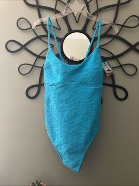Shade & Shore Bright Turquoise Textured One-Piece Swimsuit